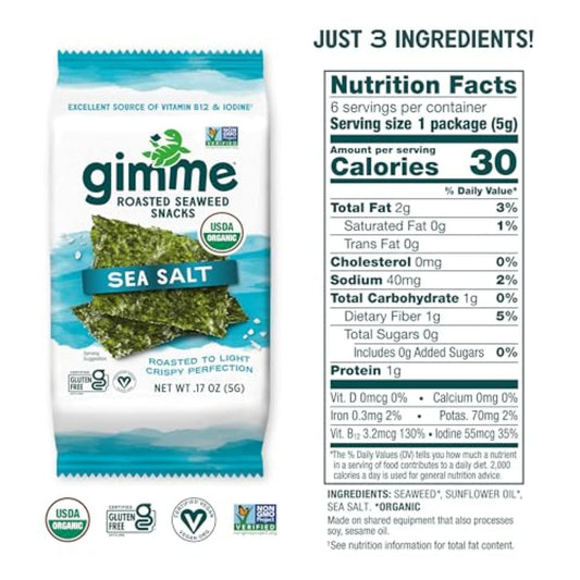 Gimme Seaweed Snacks – Sea Salt (6 Ct) 2 Pack
