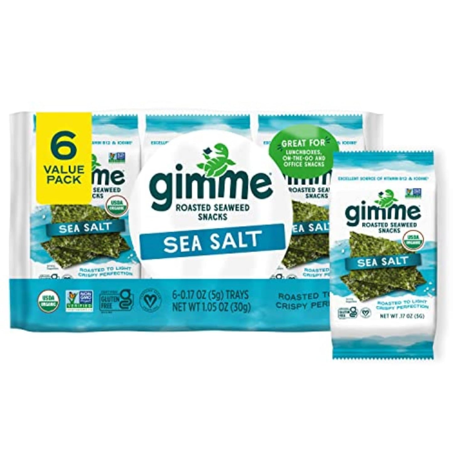 Gimme Seaweed Snacks – Sea Salt (6 Ct) 2 Pack