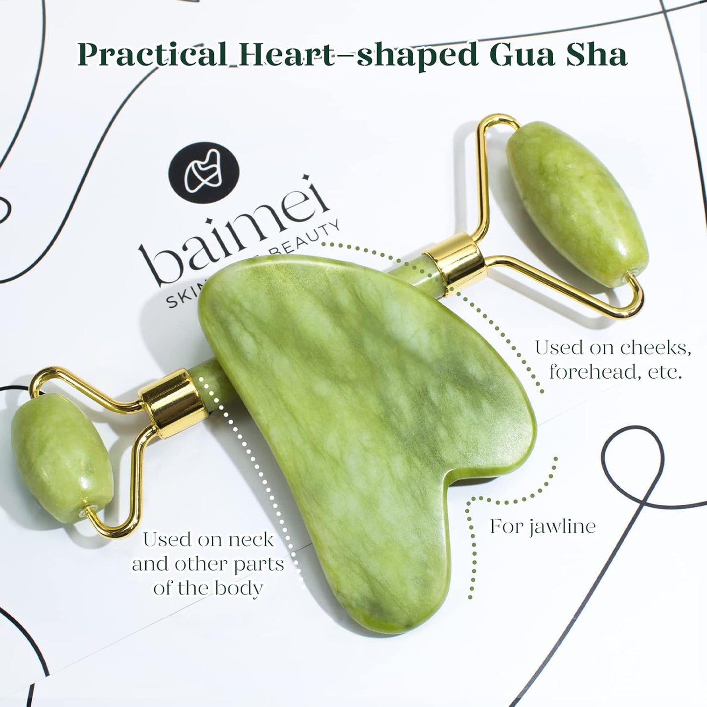 BAIMEI IcyMe Gua Sha & Jade Roller Facial Tool