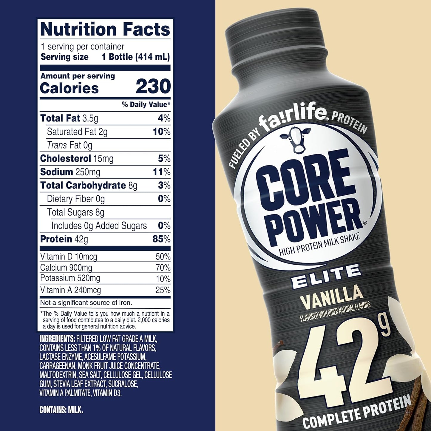 Core Power Elite Protein Shake – Vanilla (42g, 12-Pack)