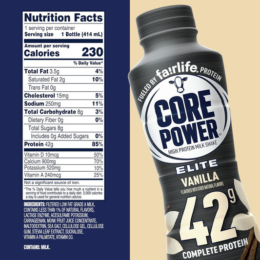 Core Power Elite Protein Shake – Vanilla (42g, 12-Pack)